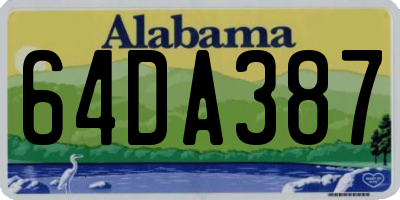 AL license plate 64DA387