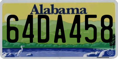 AL license plate 64DA458