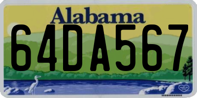 AL license plate 64DA567