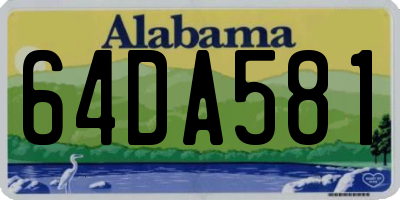 AL license plate 64DA581