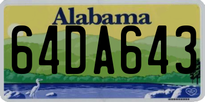 AL license plate 64DA643