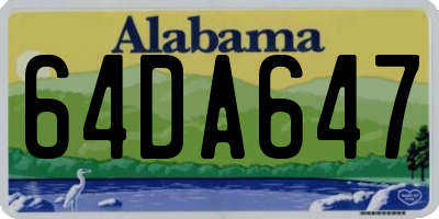 AL license plate 64DA647