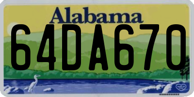 AL license plate 64DA670