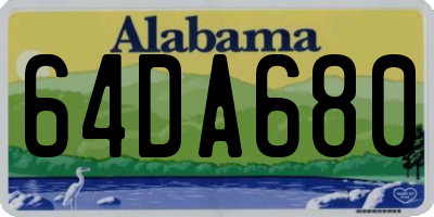 AL license plate 64DA680