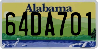 AL license plate 64DA701