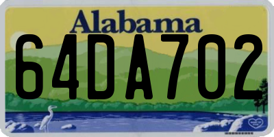 AL license plate 64DA702