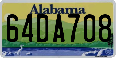 AL license plate 64DA708