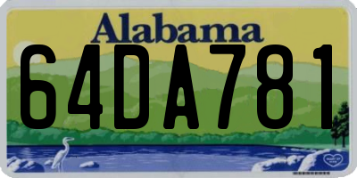 AL license plate 64DA781