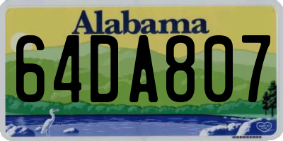 AL license plate 64DA807