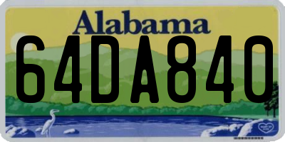 AL license plate 64DA840