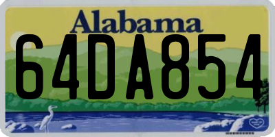 AL license plate 64DA854