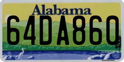 AL license plate 64DA860