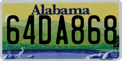 AL license plate 64DA868