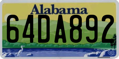 AL license plate 64DA892