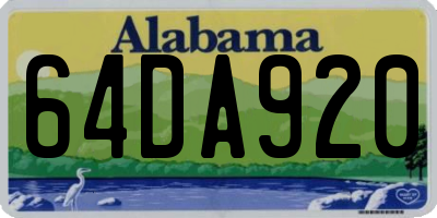 AL license plate 64DA920