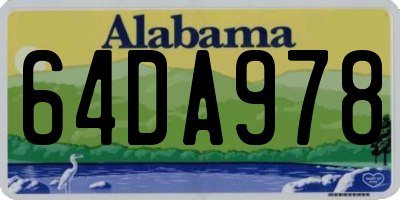 AL license plate 64DA978