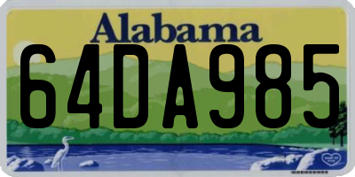 AL license plate 64DA985