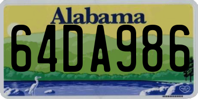 AL license plate 64DA986