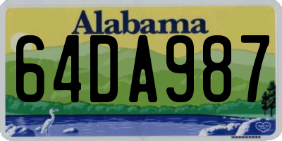 AL license plate 64DA987