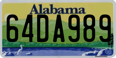 AL license plate 64DA989