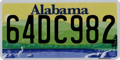AL license plate 64DC982