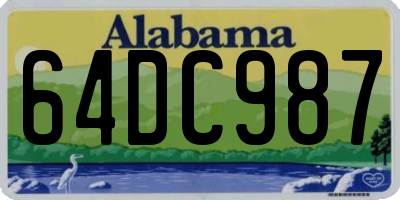 AL license plate 64DC987