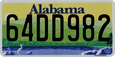 AL license plate 64DD982