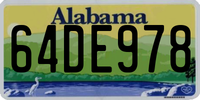 AL license plate 64DE978