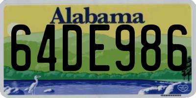 AL license plate 64DE986