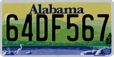 AL license plate 64DF567