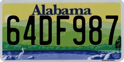 AL license plate 64DF987