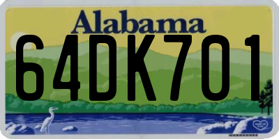 AL license plate 64DK701