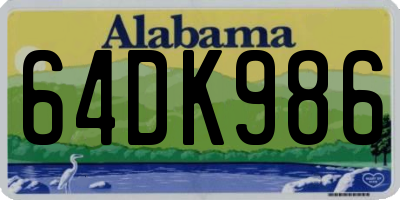 AL license plate 64DK986
