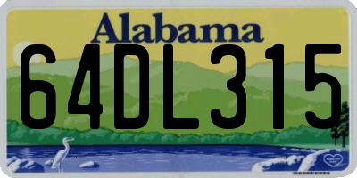 AL license plate 64DL315