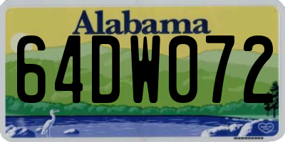 AL license plate 64DW072