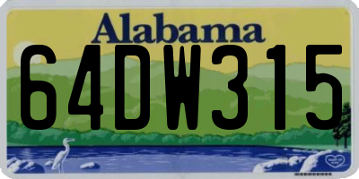 AL license plate 64DW315