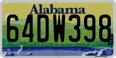 AL license plate 64DW398