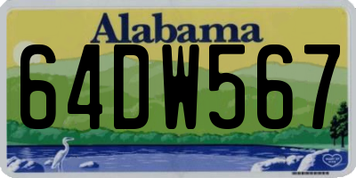 AL license plate 64DW567