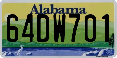 AL license plate 64DW701