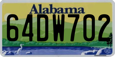 AL license plate 64DW702