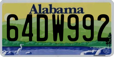 AL license plate 64DW992