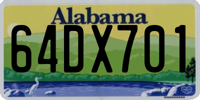 AL license plate 64DX701