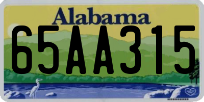 AL license plate 65AA315