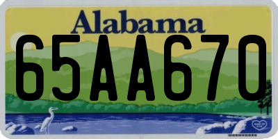 AL license plate 65AA670
