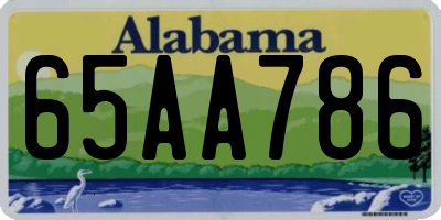 AL license plate 65AA786