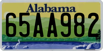 AL license plate 65AA982