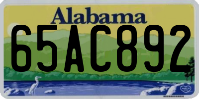 AL license plate 65AC892