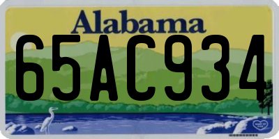 AL license plate 65AC934