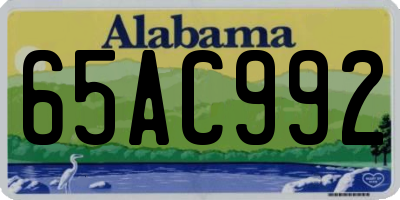 AL license plate 65AC992