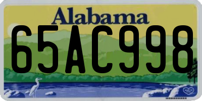 AL license plate 65AC998